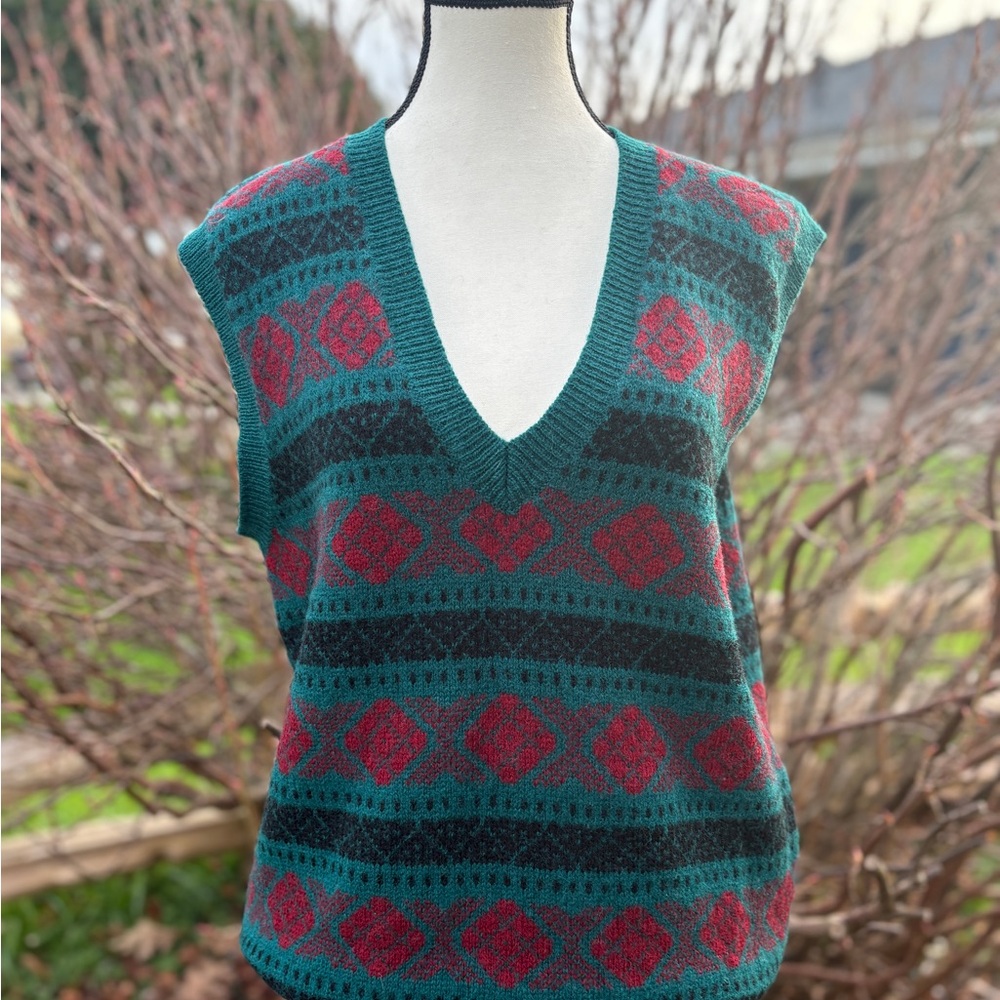 Hunting Horn Shetland Wool Vest Sz M/Lg